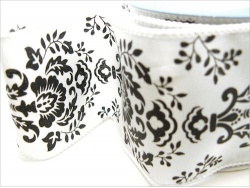 Black and White Damask Ribbon Roll  63mm  