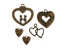 Mixed Decorative Hearts (bronze colour) PK103